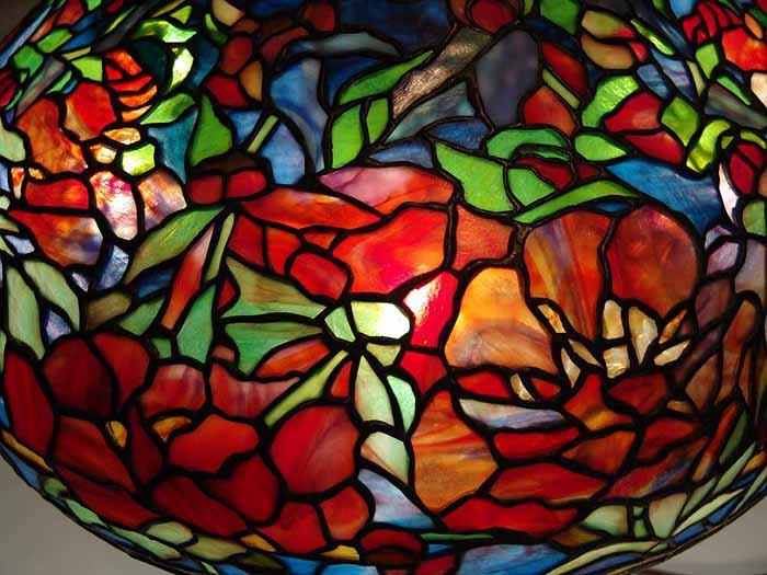 22" Elaborate Peony leaded glass and bronze Tiffany Lamp #1903