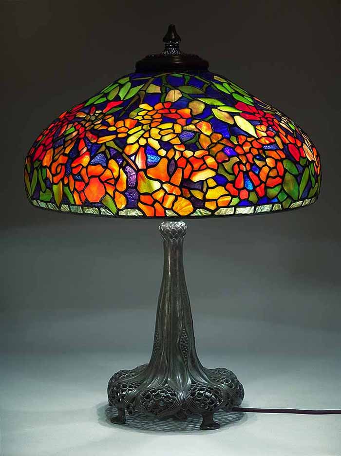 22" Trumpet Vine lamp. Design #1990 of Tiffany Studios New York