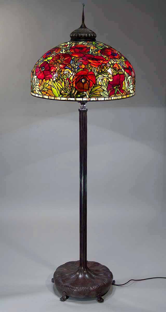 26" Oriental Poppy Tiffany Floor lamp #1902 & Senior Floor base #376