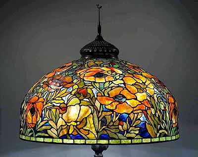 26" ORIENTAL POPPY TIFFANY FLOOR LAMP DSIGN OF TIFFANY STUDIOS