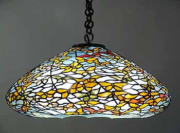 Butterfly Tiffany leaded glass and bronze hanging lamp