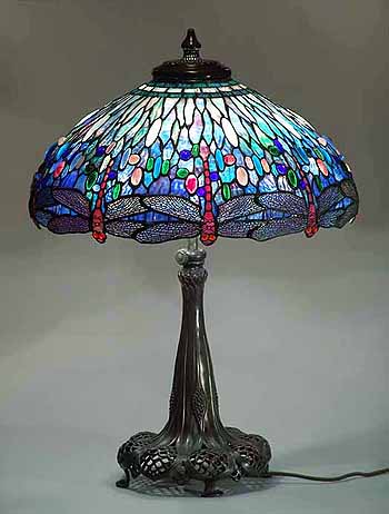22" Dragonfly Tiffany Lamp on perforated Base
