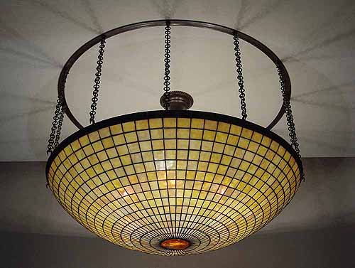 36" Parasol  leaded glass and bronze Tiffany Chandelier