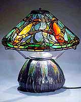 16" FISH CONE TIFFANY LAMP ON A MOSAIK BASE