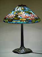 20" Waterlily Tiffany Lamp on a Stick Bronze base
