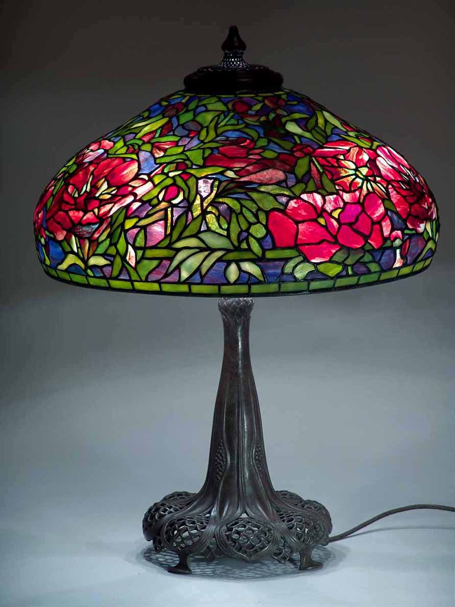 22" Elaborate Peony Tiffany lamp