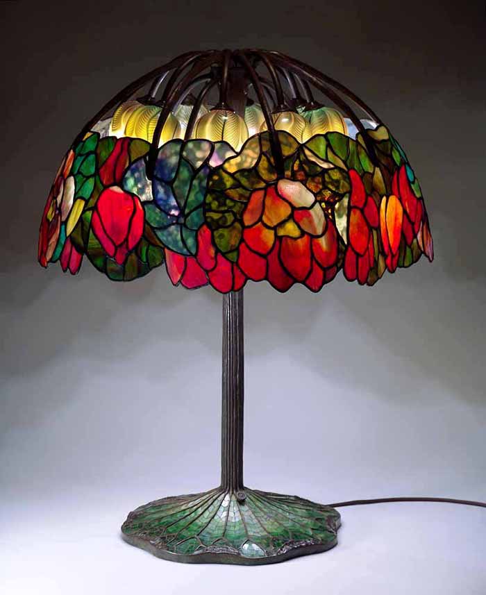 THE 28" LOTUS LAMP.  A design of Tiffany Studios New York
