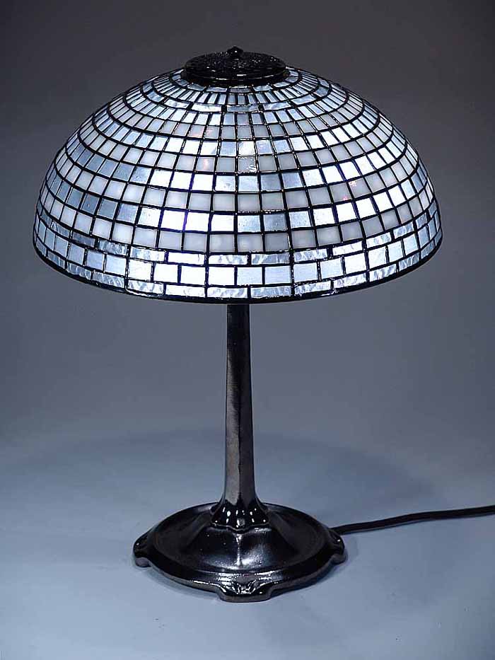 16" Geometric Tiffany Lamp Nickel Vulcano Grey  TCO 2  Design of Dr. Grotepass Studios