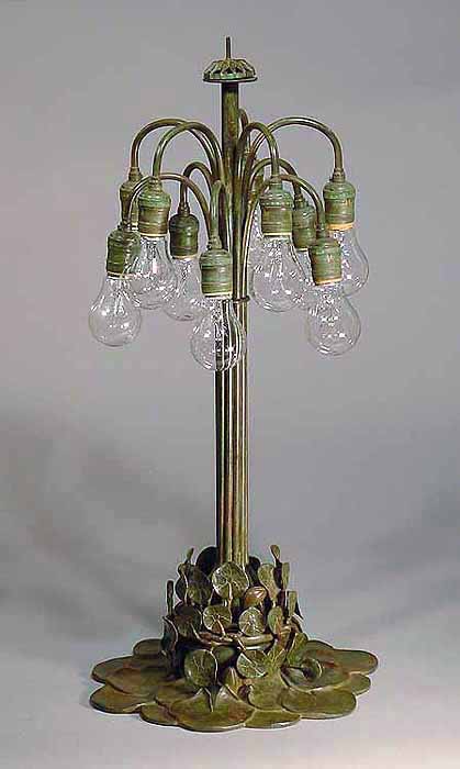 DESCENDING LOTUS # 344 Bronze cast Tiffany lamp base
