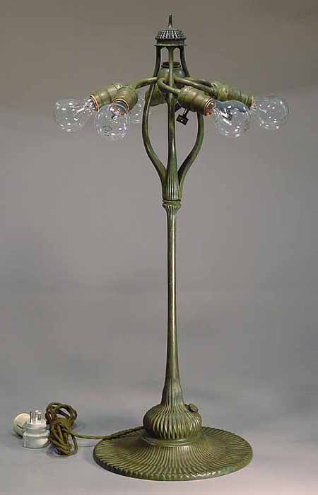 LOTUS BASE # 374 Bronze cast Tiffany table lamp base